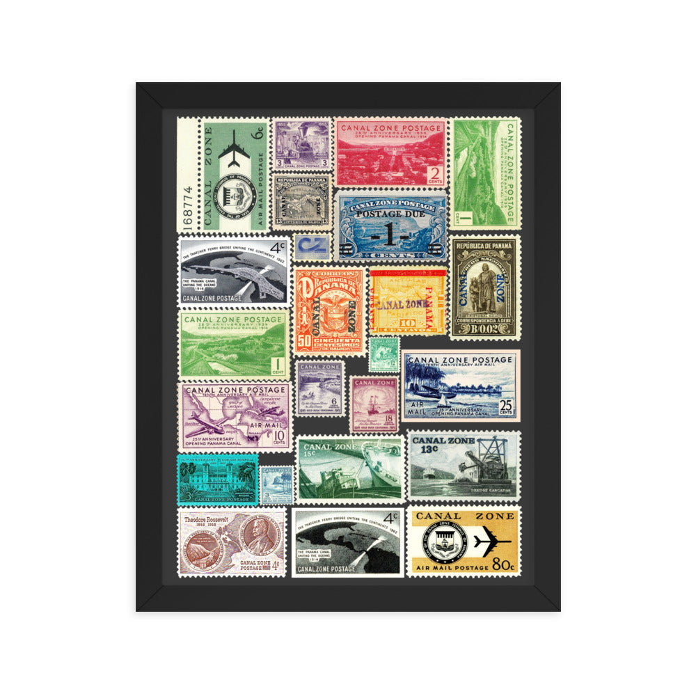 Canal Zone Stamps Framed poster