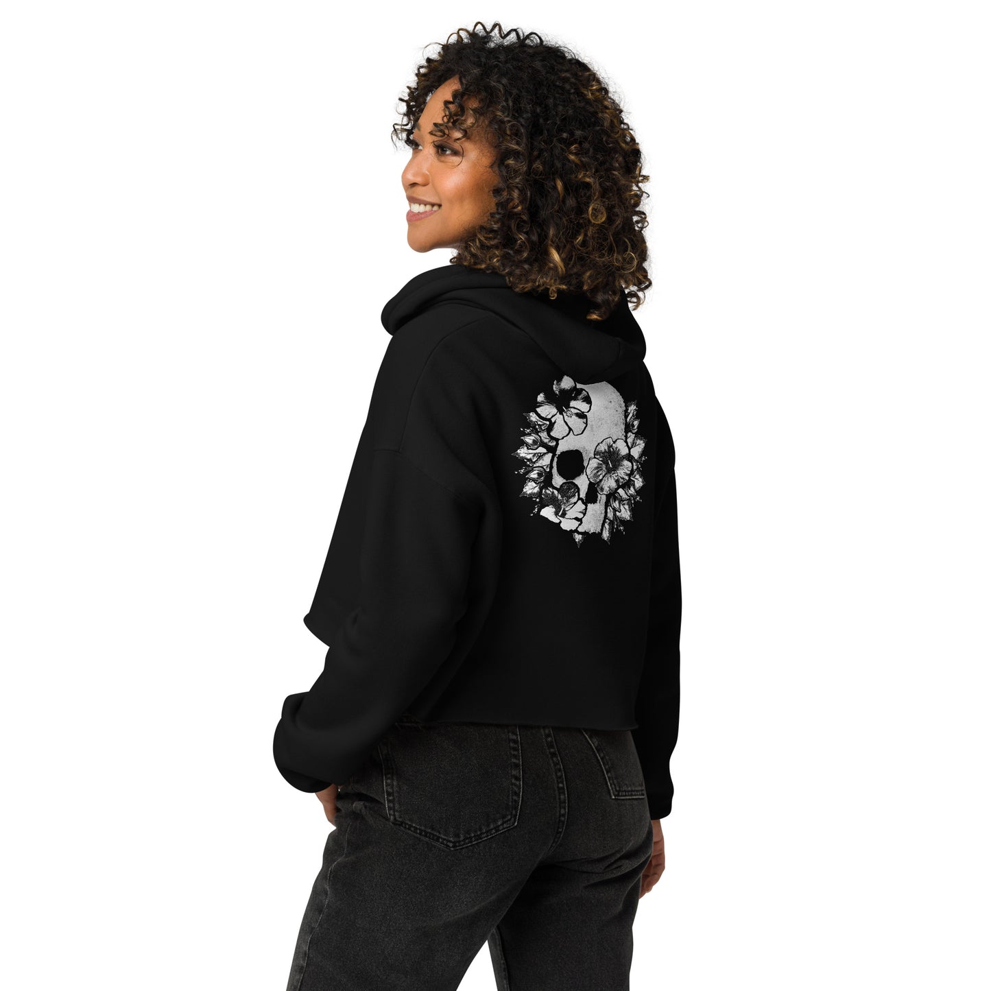 Skull & Flowers Crop Hoodie