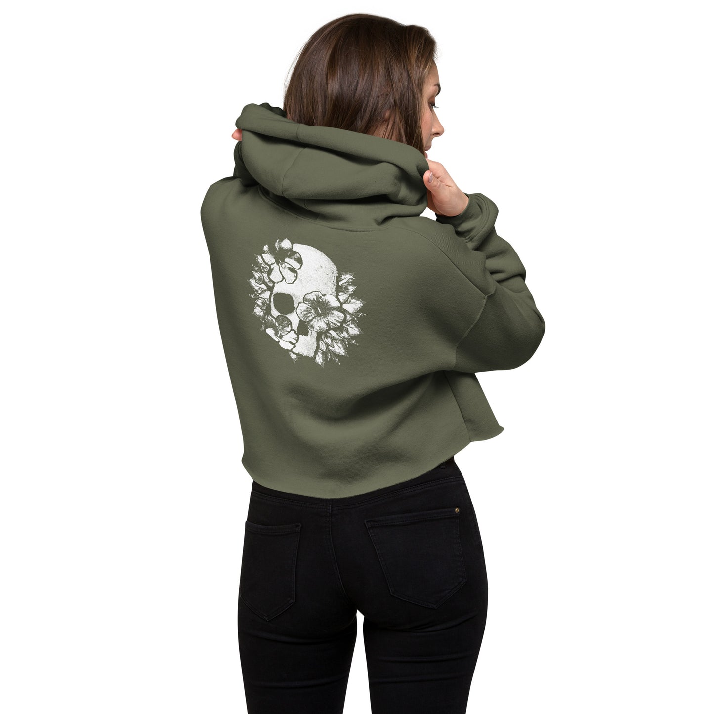 Skull & Flowers Crop Hoodie