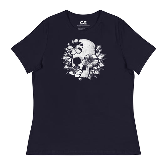 Skull & Flowers, Women's Relaxed T-Shirt