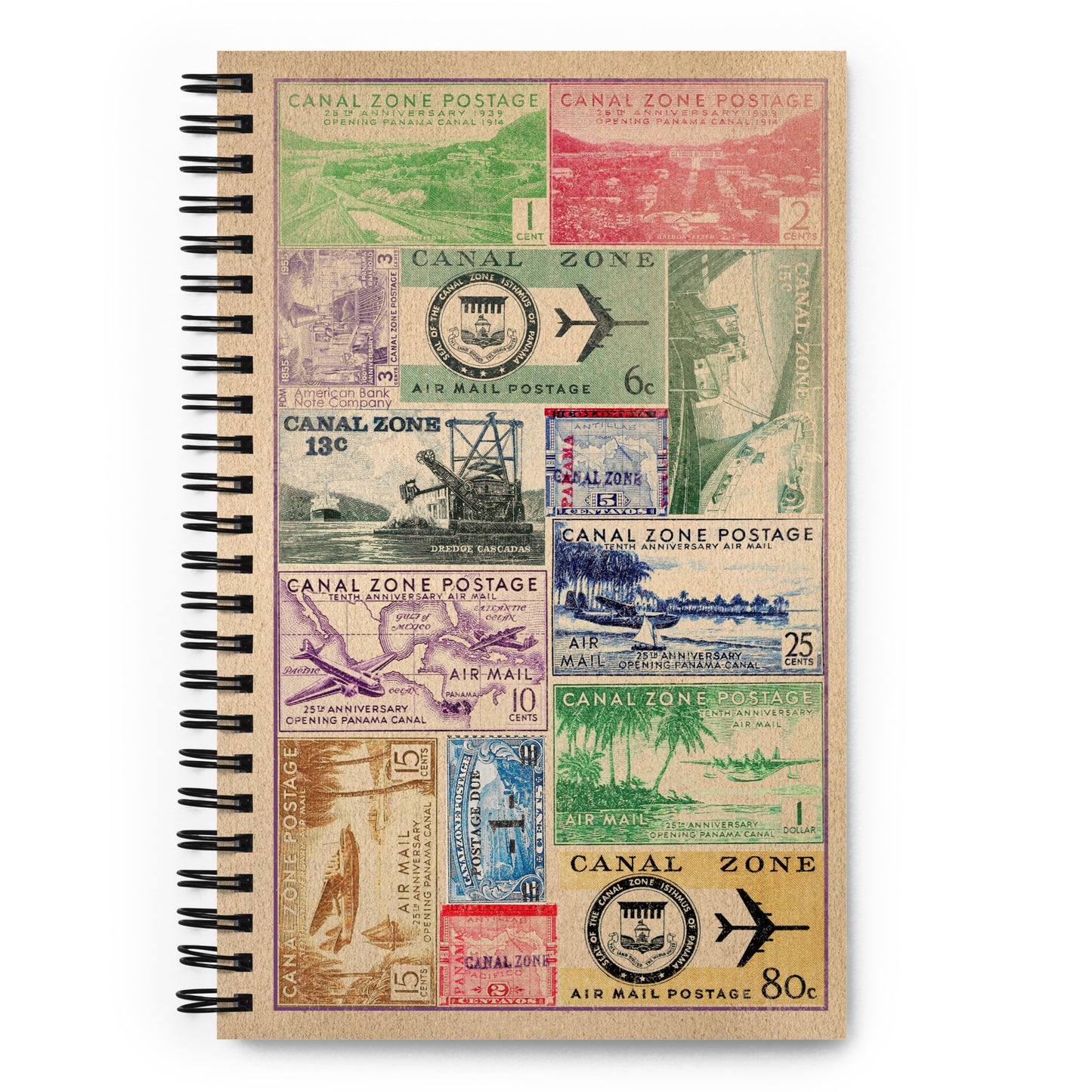 Canal Zone Stamps Spiral notebook